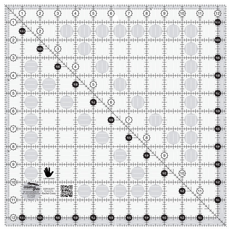 Creative Grids Left Handed Quilt Ruler 12 1/2 Square